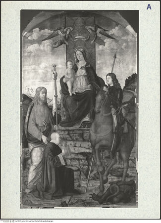 Vorderseite von London, National Gallery [https://www.deutsche-digitale-bibliothek.de/content/lizenzen/rv-ez/] Madonna mit einem Stifter und den heiligen Georg und Jakobus dem Älteren - , bh320881_recto. Foto.