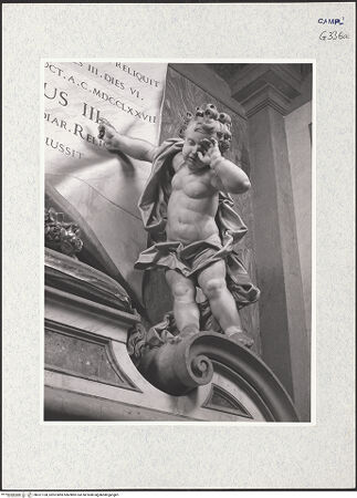 Vorderseite von ICCD [https://www.deutsche-digitale-bibliothek.de/content/lizenzen/rv-ez/] Grabmal des Filippo di Borbone - Detail: Putto (rechts), bh321138_recto. Foto.