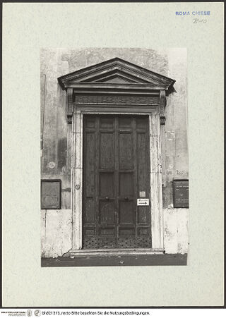 Vorderseite von Bibliotheca Hertziana [https://www.deutsche-digitale-bibliothek.de/content/lizenzen/rv-fz/] Santa Maria del PopoloKonvent - Portal, bh321313_recto. Foto: Graf, Dieter.