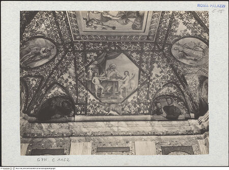 Vorderseite von ICCD [https://www.deutsche-digitale-bibliothek.de/content/lizenzen/rv-fz/] Apotheose des Federico Zuccari, Allegorien und Porträts der Familie Zuccari - Gewölbe, Detail: rechter Teil, bh321340_recto. Foto.