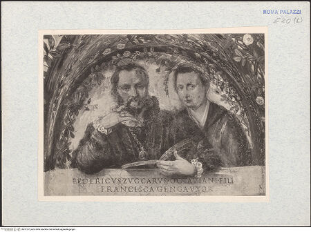 Vorderseite von unbekannt [https://www.deutsche-digitale-bibliothek.de/content/lizenzen/rv-fz/] Apotheose des Federico Zuccari, Allegorien und Porträts der Familie ZuccariLünetten mit Porträts der Familie ZuccariFederico Zuccari und seine Frau Francesca Genga - , bh321373_recto. Foto.