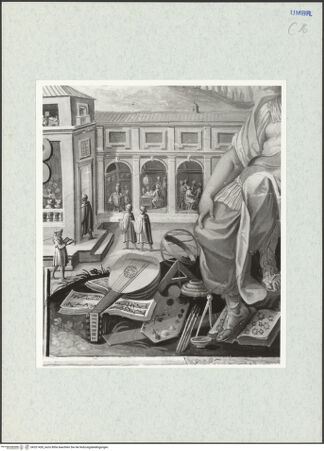 Vorderseite von National Gallery of Art, Washington? [https://www.deutsche-digitale-bibliothek.de/content/lizenzen/rv-ez/] Deckendekoration mit allegorischen Figuren und PuttiLitterae-Allegorie der Literatur - Detail der linken Bildhälfte, bh321426_recto. Foto: Hutzel, Max.