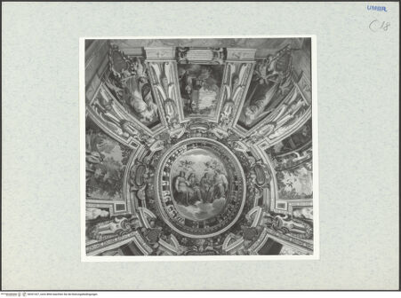 Vorderseite von Getty Research Institute [https://www.deutsche-digitale-bibliothek.de/content/lizenzen/rv-ez/] llusionistische Deckenmalerei mit Szenen aus dem Leben heiliger Eremitinnen und Personifikationen - Westliche Seite: die heilige Maria Magdalena als Büßerin, flankiert von Paupertas und Castitas, bh321427_recto. Foto: Hutzel, Max.