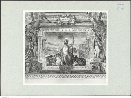 Vorderseite von National Gallery of Art, Washington? [https://www.deutsche-digitale-bibliothek.de/content/lizenzen/rv-ez/] Deckendekoration mit allegorischen Figuren und PuttiArma- Allegorie des Krieges - Gesamtansicht, bh321432_recto. Foto: Hutzel, Max.