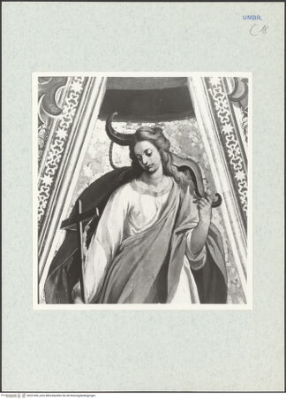 Vorderseite von National Gallery of Art, Washington? [https://www.deutsche-digitale-bibliothek.de/content/lizenzen/rv-ez/] llusionistische Deckenmalerei mit Szenen aus dem Leben heiliger Eremitinnen und PersonifikationenObedienza - Obedienza, Detail: Kopf und Oberkörper, bh321436_recto. Foto: Hutzel, Max.