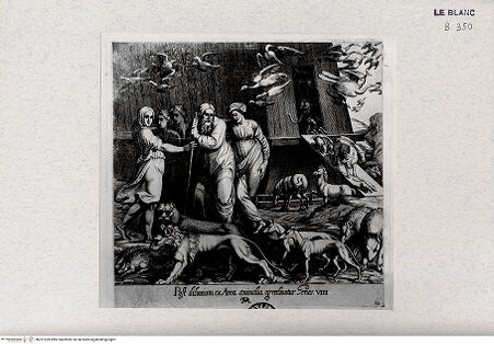 Vorderseite von Landesbildstelle Rheinland [http://creativecommons.org/publicdomain/mark/1.0/] "La Sacra Genesi" - Stichserie nach den Loggien des VatikanAuszug aus der Arche - Bl. 12 - , bh321559. Foto.