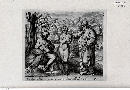 Vorderseite von Landesbildstelle Rheinland [http://creativecommons.org/publicdomain/mark/1.0/] "La Sacra Genesi" - Stichserie nach den Loggien des VatikanErschaffung Adams und Evas - Bl. 5 - , bh321577. Foto.