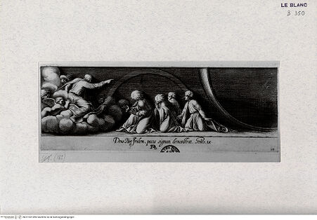 Vorderseite von Landesbildstelle Rheinland [http://creativecommons.org/publicdomain/mark/1.0/] "La Sacra Genesi" - Stichserie nach den Loggien des VatikanGott zeigt Noah das Friedenszeichen - Bl. 14 - , bh321592. Foto.