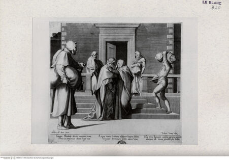 Vorderseite von Landesbildstelle Rheinland [http://creativecommons.org/publicdomain/mark/1.0/] Leben und Tod Johannes des Täufers, nach den Fresken im Chiostro dello Scalzo, FlorenzDie Heimsuchung - Blatt 2 - , bh321631. Foto.