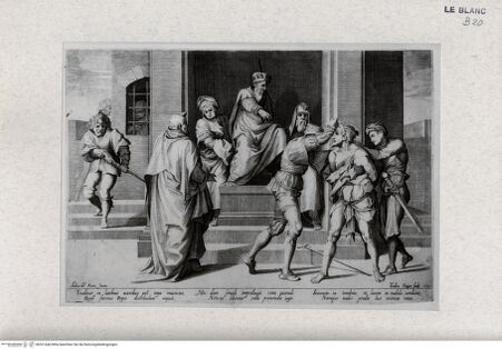 Vorderseite von Landesbildstelle Rheinland [http://creativecommons.org/publicdomain/mark/1.0/] Leben und Tod Johannes des Täufers, nach den Fresken im Chiostro dello Scalzo, FlorenzJohannes der Täufer vor Herodes - Blatt 7 - , bh321644. Foto.