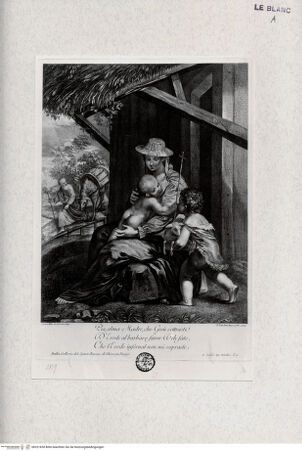 Vorderseite von Landesbildstelle Rheinland [http://creativecommons.org/publicdomain/mark/1.0/] Die Heilige Familie vor dem Haus - , bh321650. Foto.