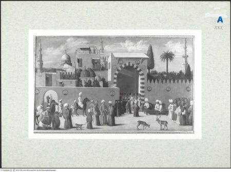 Vorderseite von Réunion des Musées Nationaux [https://www.deutsche-digitale-bibliothek.de/content/lizenzen/rv-ez/] Einzug einer venezianischen Delegation in Damaskus um 1511 - , bh321836_recto. Foto.