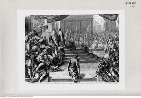 Vorderseite von  [http://creativecommons.org/publicdomain/mark/1.0/] Die venezianischen Gesandten vor Barbarossa - , bh322801. Foto.