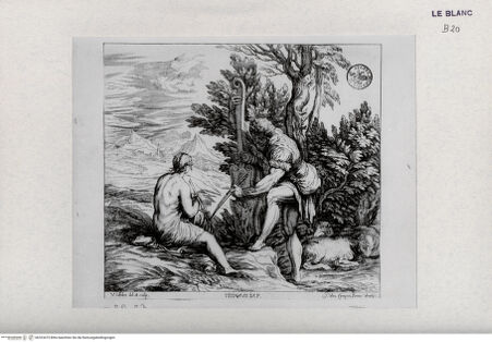 Vorderseite von Landesbildstelle Rheinland [http://creativecommons.org/publicdomain/mark/1.0/] Folge 'Opera selectiora ...'; 53 Blätter nach Werken Tizians und VeronesesNymphe und Hirte - , bh323475. Foto.