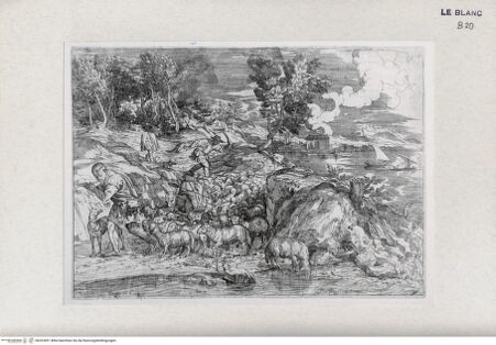 Vorderseite von Landesbildstelle Rheinland [http://creativecommons.org/publicdomain/mark/1.0/] Folge 'Opera selectiora ...'; 53 Blätter nach Werken Tizians und VeronesesLandschaft mit Hirten - , bh323491. Foto.