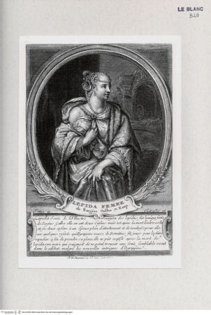 Vorderseite von Landesbildstelle Rheinland [http://creativecommons.org/publicdomain/mark/1.0/] Folge von 25 Blättern mit Bildnissen von Persönlichkeiten des antiken RomsLepida, Gemahlin des Sergius Galba (VII.) - , bh323503. Foto.