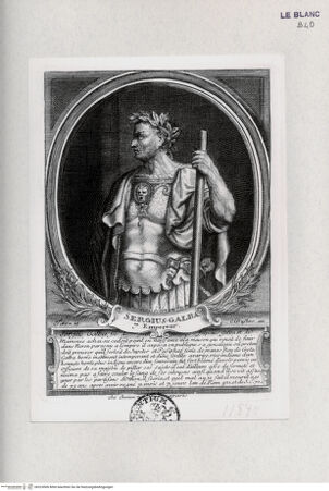Vorderseite von Landesbildstelle Rheinland [http://creativecommons.org/publicdomain/mark/1.0/] Folge von 25 Blättern mit Bildnissen von Persönlichkeiten des antiken RomsSergius Galba (VII.) - , bh323506. Foto.