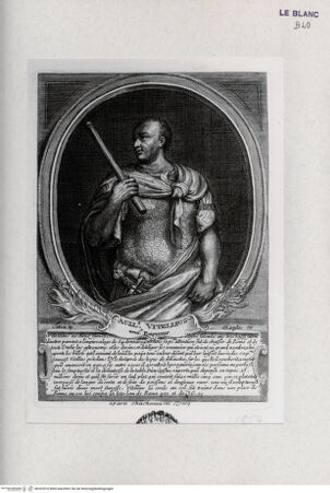 Vorderseite von Landesbildstelle Rheinland [http://creativecommons.org/publicdomain/mark/1.0/] Folge von 25 Blättern mit Bildnissen von Persönlichkeiten des antiken RomsAullus Vitellius (IX.) - , bh323510. Foto.