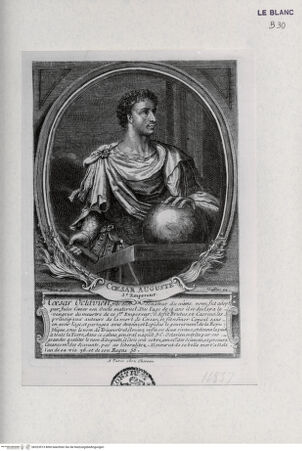 Vorderseite von Landesbildstelle Rheinland [http://creativecommons.org/publicdomain/mark/1.0/] Folge von 25 Blättern mit Bildnissen von Persönlichkeiten des antiken RomsKaiser Augustus (II.) - , bh323513. Foto.