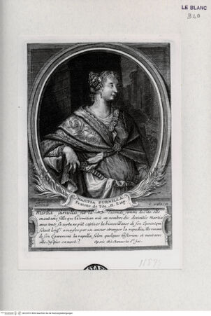 Vorderseite von Landesbildstelle Rheinland [http://creativecommons.org/publicdomain/mark/1.0/] Folge von 25 Blättern mit Bildnissen von Persönlichkeiten des antiken RomsMartia Fulvia, Gemahlin des Titus (XI.) - , bh323516. Foto.
