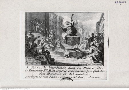 Vorderseite von Landesbildstelle Rheinland [http://creativecommons.org/publicdomain/mark/1.0/] Die Heilige Rosa von Viterbo, gegen den Unglauben predigend - , bh324567. Foto.