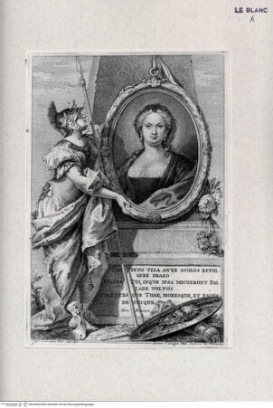 Vorderseite von Landesbildstelle Rheinland [http://creativecommons.org/publicdomain/mark/1.0/] Brustbild einer Dame, gehalten von Pallas Athena - , bh324569. Foto.