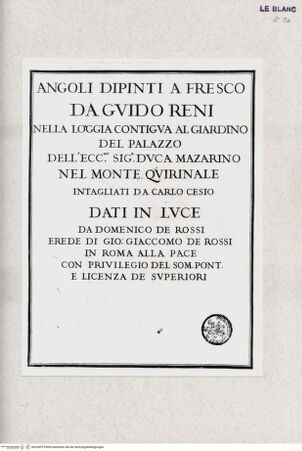 Vorderseite von Landesbildstelle Rheinland [http://creativecommons.org/publicdomain/mark/1.0/] Titelblatt zu "Angoli dipinti a fresco da Guido Reni ..." - , bh324575. Foto.