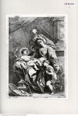 Vorderseite von Bibliotheca Hertziana [http://creativecommons.org/publicdomain/mark/1.0/] Die Heilige Familie mit dem Johannesknaben, der dem Jesuskind den Fuß küsst - , bh324619. Foto.