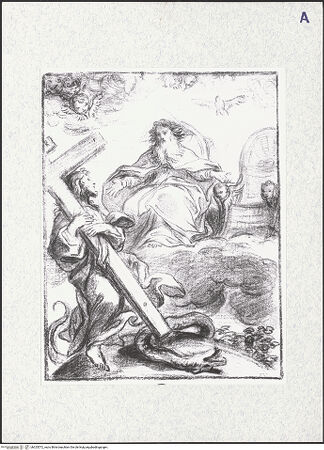 Vorderseite von Landesbildstelle Rheinland [https://www.deutsche-digitale-bibliothek.de/content/lizenzen/rv-fz/] Dreifaltigkeit mit dem kreuztragenden Christus, der von Gottvater empfangen wird - , bh325572_recto. Foto.