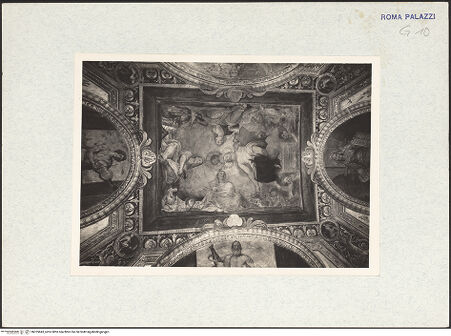 Vorderseite von Bibliotheca Hertziana [https://www.deutsche-digitale-bibliothek.de/content/lizenzen/rv-ez/] Personifikationen der Künste (Mitte) und Wissenschaften (Außenfelder)Mittelbild: Die Personifikationen des Disegno und der Künste Architektur, Malerei, Skulptur - , bh325843_recto. Foto.