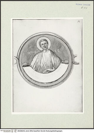 Vorderseite von Österreichische Nationalbibliothek Wien [https://www.deutsche-digitale-bibliothek.de/content/lizenzen/rv-ez/] Pitture copiate l'anno 1637 da Antonio Eclisse, custode delle Pitture delle Camere Papali di Rafaello d'Urbino, dalla Cappella antica, che stà avanti il Parlatorio delle Monache di Santi Quattro di Roma.Detail aus Prophetenfries: Daniel - Gesamtansicht Buchseite, bh326642_recto. Foto.