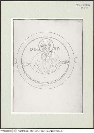 Vorderseite von Österreichische Nationalbibliothek Wien [https://www.deutsche-digitale-bibliothek.de/content/lizenzen/rv-ez/] Pitture copiate l'anno 1637 da Antonio Eclisse, custode delle Pitture delle Camere Papali di Rafaello d'Urbino, dalla Cappella antica, che stà avanti il Parlatorio delle Monache di Santi Quattro di Roma.Detail aus Prophetenfries: Hosea - Gesamtansicht Buchseite, bh326643_recto. Foto.