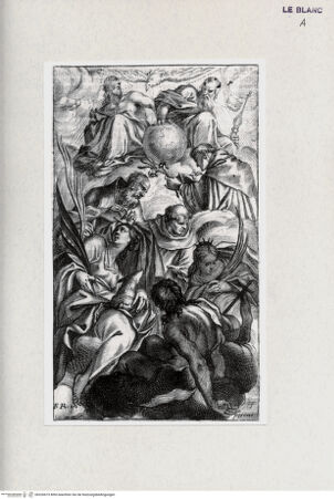 Vorderseite von Landesbildstelle Rheinland [http://creativecommons.org/publicdomain/mark/1.0/] Dreifaltigkeit mit Heiligen in Wolken - , bh326673. Foto.