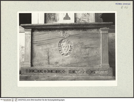 Vorderseite von Getty Research Institute? [https://www.deutsche-digitale-bibliothek.de/content/lizenzen/rv-ez/] Abbazia delle Tre FontaneSanta Maria Scala Coeli - Altarmensa, bh327622_recto. Foto: Hutzel, Max.