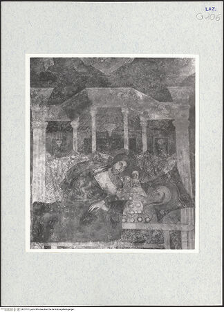 Vorderseite von National Gallery of Art, Washington [https://www.deutsche-digitale-bibliothek.de/content/lizenzen/rv-ez/] Szenen aus dem Leben Christi, Mariens und des heiligen SebastianTod und Himmelfahrt Mariens - Detail: Maria auf ihrem Sterbebett, Christus erscheint und holt Marias Seele ab, bh327761_recto. Foto: Hutzel, Max.