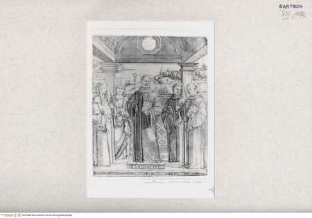 Vorderseite von  [http://creativecommons.org/publicdomain/mark/1.0/] Heiliger Benedikt und vier Heilige - , bh328444. Foto.