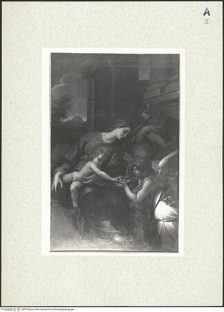 Vorderseite von London, Courtauld Institute [https://www.deutsche-digitale-bibliothek.de/content/lizenzen/rv-ez/] Die Heilige Familie mit Engeln die Butter und Honig bringen - , bh329770_recto. Foto.