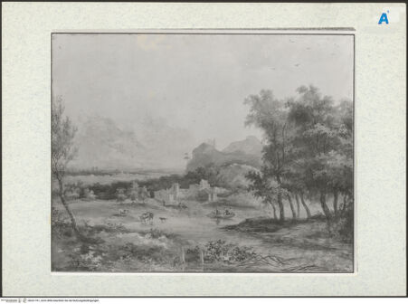 Vorderseite von National Gallery of Art, Washington [https://www.deutsche-digitale-bibliothek.de/content/lizenzen/rv-ez/] Italienische Landschaft mit Figuren - , bh331761_recto. Foto.