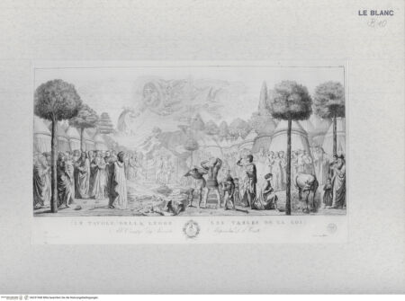 Vorderseite von Landesbildstelle Rheinland [http://creativecommons.org/publicdomain/mark/1.0/] Moses empfängt die Gesetzestafeln (Bl. XXXVI aus 'Pitture a fresco del Campo Santo di Pisa ...') - , bh331968. Foto.