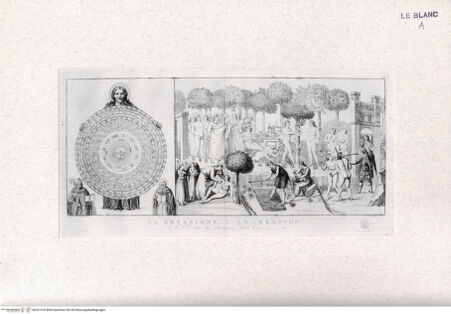 Vorderseite von Landesbildstelle Rheinland [http://creativecommons.org/publicdomain/mark/1.0/] Die Erschaffung Adams und Evans (Bl. XVI aus 'Pitture a fresco del Campo Santo di Pisa ..') - , bh331970. Foto.