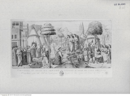 Vorderseite von Landesbildstelle Rheinland [http://creativecommons.org/publicdomain/mark/1.0/] Abraham bewirtet die Engel - Hagar fortgeschickt - Hagar in der Wüste (Bl. XXV aus 'Pitture a fresco del Campo Santo di Pisa ..') - , bh331977. Foto.