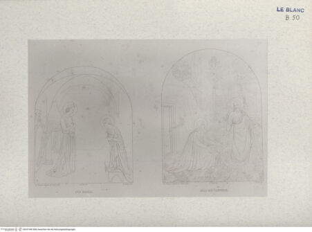 Vorderseite von Landesbildstelle Rheinland [http://creativecommons.org/publicdomain/mark/1.0/] Ernst Förster, 'Leben und Werke des Fra Giovanni Angelico de Fiesole'. Eine Monographie mit 22 Abb., Regensburg 1859Ave Maria / Noli Me Tangere (Taf. IV) - , bh331990. Foto.