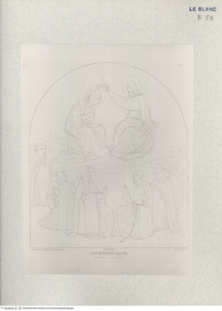 Vorderseite von Landesbildstelle Rheinland [http://creativecommons.org/publicdomain/mark/1.0/] Ernst Förster, 'Leben und Werke des Fra Giovanni Angelico de Fiesole'. Eine Monographie mit 22 Abb., Regensburg 1859Die Krönung Mariä (Taf. XI) - , bh332000. Foto.