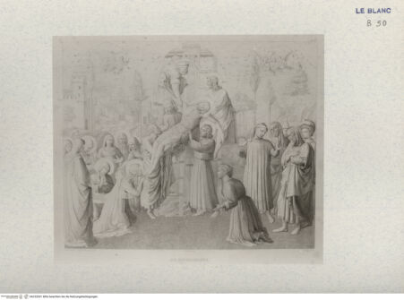 Vorderseite von Landesbildstelle Rheinland [http://creativecommons.org/publicdomain/mark/1.0/] Ernst Förster, 'Leben und Werke des Fra Giovanni Angelico de Fiesole'. Eine Monographie mit 22 Abb., Regensburg 1859Die Kreuzabnahme (Taf. XIV) - , bh332001. Foto.