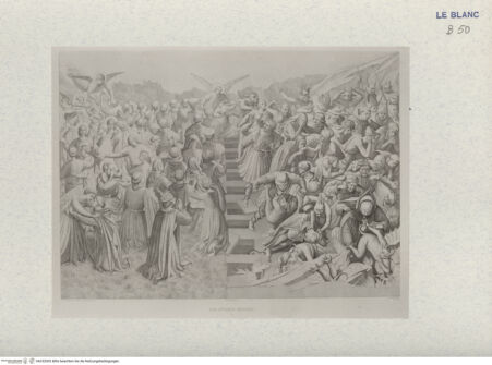 Vorderseite von Landesbildstelle Rheinland [http://creativecommons.org/publicdomain/mark/1.0/] Ernst Förster, 'Leben und Werke des Fra Giovanni Angelico de Fiesole'. Eine Monographie mit 22 Abb., Regensburg 1859Das Jüngste Gericht - 2 (Taf. XVII) - , bh332003. Foto.