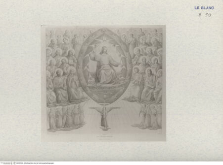 Vorderseite von Landesbildstelle Rheinland [http://creativecommons.org/publicdomain/mark/1.0/] Ernst Förster, 'Leben und Werke des Fra Giovanni Angelico de Fiesole'. Eine Monographie mit 22 Abb., Regensburg 1859Das Jüngste Gericht -1. (Taf. XVI) - , bh332006. Foto.