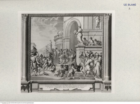 Vorderseite von Landesbildstelle Rheinland [http://creativecommons.org/publicdomain/mark/1.0/] Cäsar erhält die Geschenke der Ägypter (Villa Poggio a Caiano): Blatt 1 aus der Folge von 26 Blatt 'Pitture del Salone Imperiale .. Firenze ...' - , bh332026. Foto.