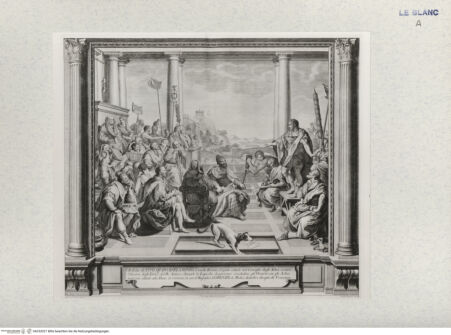 Vorderseite von Landesbildstelle Rheinland [http://creativecommons.org/publicdomain/mark/1.0/] Ansprache des Titus Ouintinius Flaminius an die Hellenen (Villa Poggio a Caiano)-Blatt 1 aus der Folge von 26 Blatt 'Pitture del Salone Imperiale .. Firenze ...' - , bh332027. Foto.