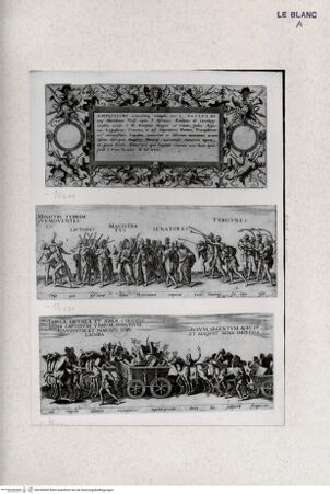 Vorderseite von Landesbildstelle Rheinland [http://creativecommons.org/publicdomain/mark/1.0/] Wagengruppen eines römischen Triumphzuges (Titelblatt + Blatt 2 und 3 aus der Folge: 'Fasti et Triumphi Romanorum, 1557 u. ö.) - , bh334090. Foto.