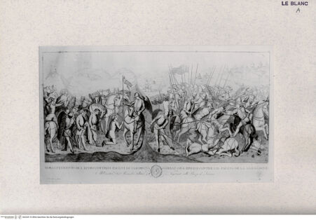 Vorderseite von Landesbildstelle Rheinland [http://creativecommons.org/publicdomain/mark/1.0/] Der Kampf des Heiligen Ephesus gegen die Heiden - derselbe vor dem Engel des Herrn (Batt IV aus 'Pitture a fresco del Campo Santo di Pisa ...') - , bh334116. Foto.